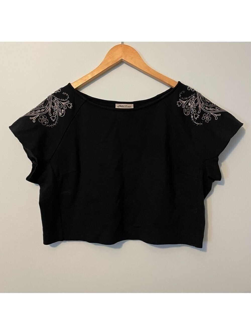 Lela Rose Lane Bryant Crop Top Beaded Black Size 14